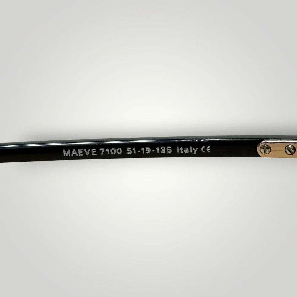 Warby Parker Maeve 7100 Black Square Eyeglasses Gold Accents Italy 51-19-135